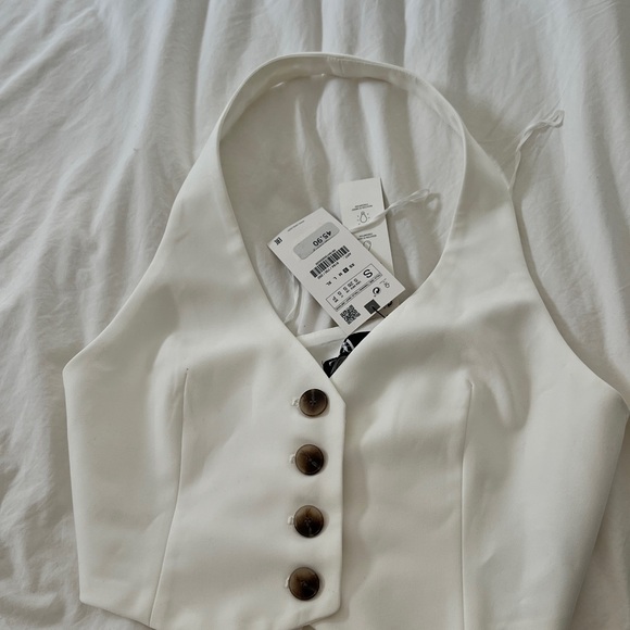 ZARA White Vest Waistcoat - Picture 6 of 7